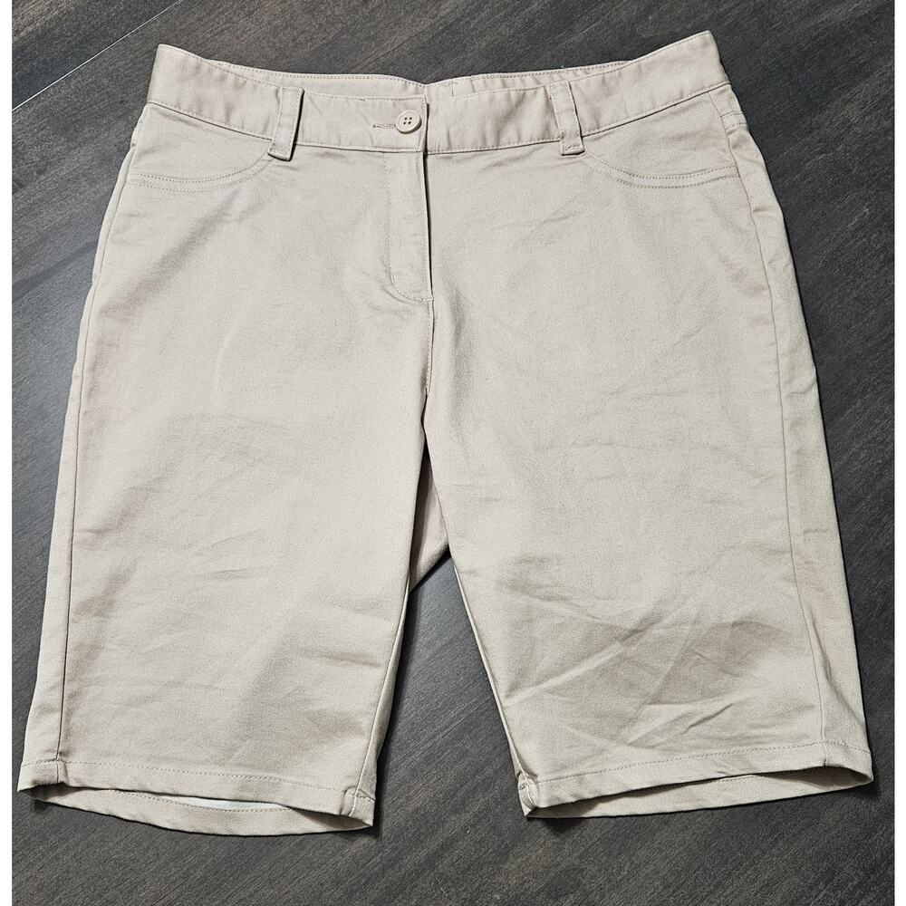 Nautica Girls' School Uniform Stretch Bermuda Shorts Size 7 Regular Khaki
